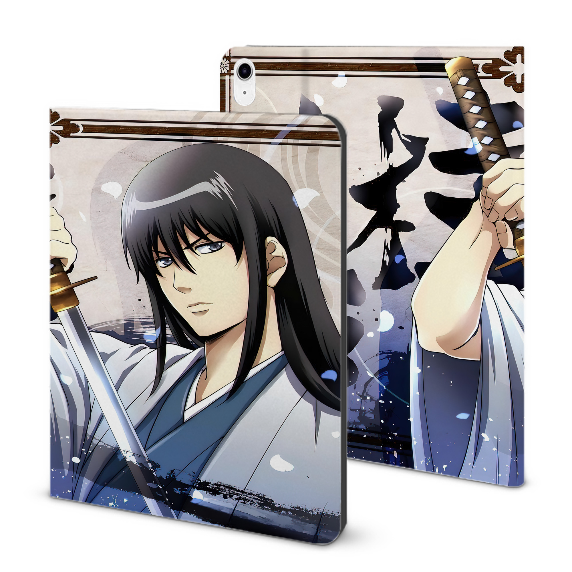 （画像用） ぎんたま 坂田銀時（さかたぎんとき） 神楽 志村新八（しむら しんぱち） GINTAMA Sakata Gintoki Kagura Shimura Shinpachi IPad ケース ブック型 PUレザー TPU 耐衝撃 軽量 薄型 ペン収納なし 全面保護 IPad 各モデル対応
